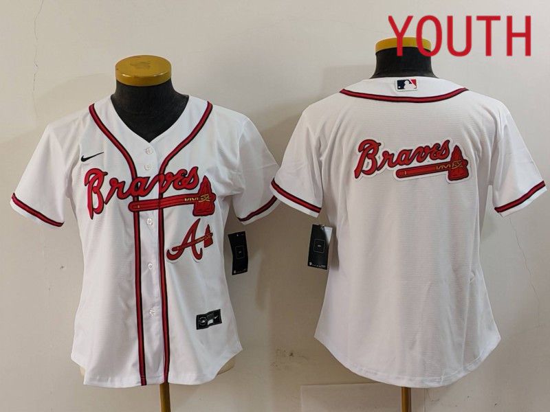 Youth Atlanta Braves Blank White Game 2024 Nike MLB Jersey style 2->youth mlb jersey->Youth Jersey